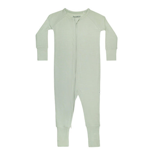 Dusty Sage Small Ribbed Zip Romper