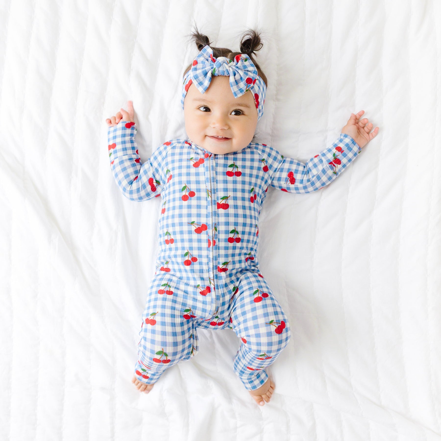 完売　2025AW Baby Pierrot Onesie 3-6М Vintage Cherries Small Ribbed Zip Romper – Brave Little Ones