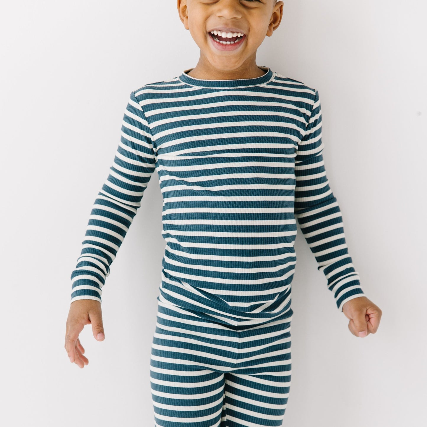 Nautical Blue Stripe Small Ribbed Two-Piece Set
