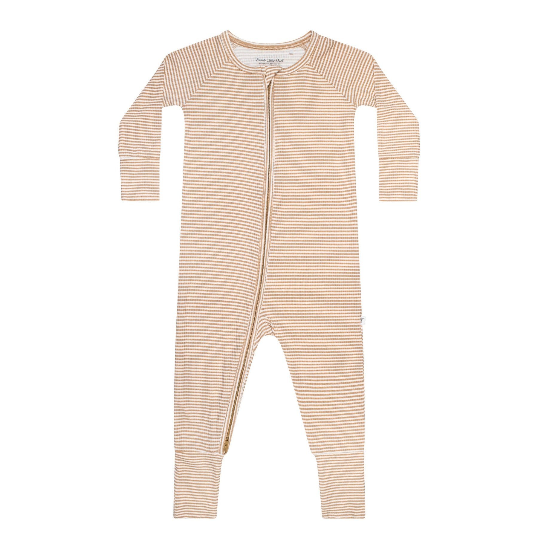 OEKO-TEX Standard 100] Beige Ribbed Baby Pajama Set