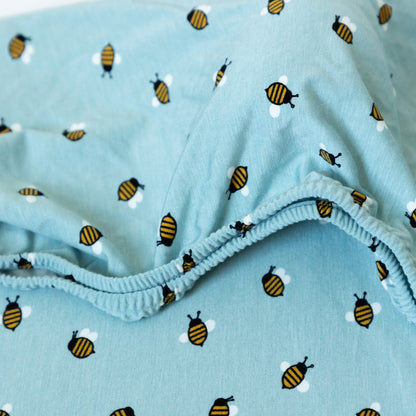 Blue Bees Crib Sheet