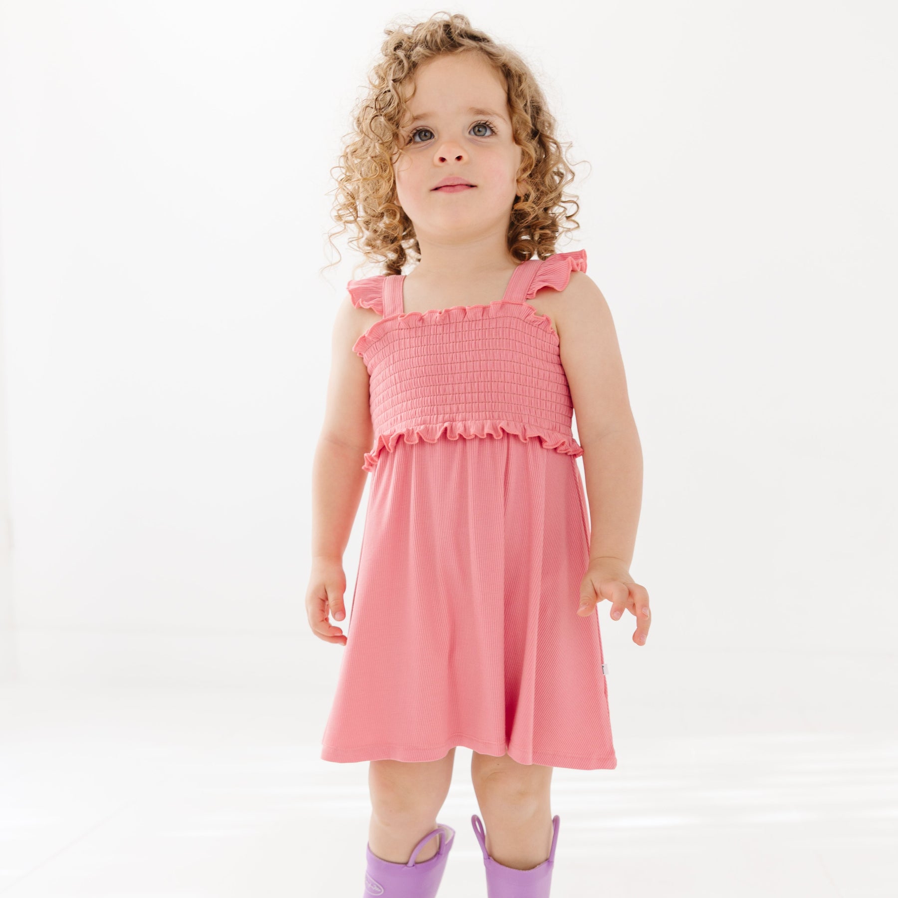Peony Pink Small Ribbed Flutter Sleeve Dress 4/5T