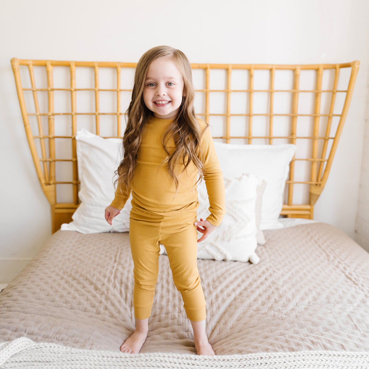Mustard Small Ribbed Two-Piece Set