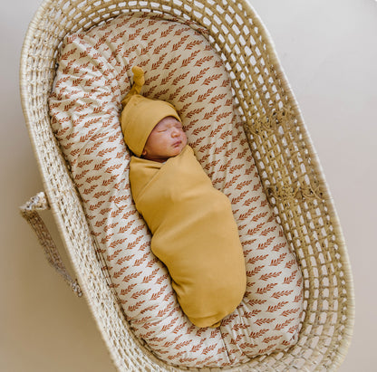 Mustard Small Ribbed Stretchy Swaddle Set