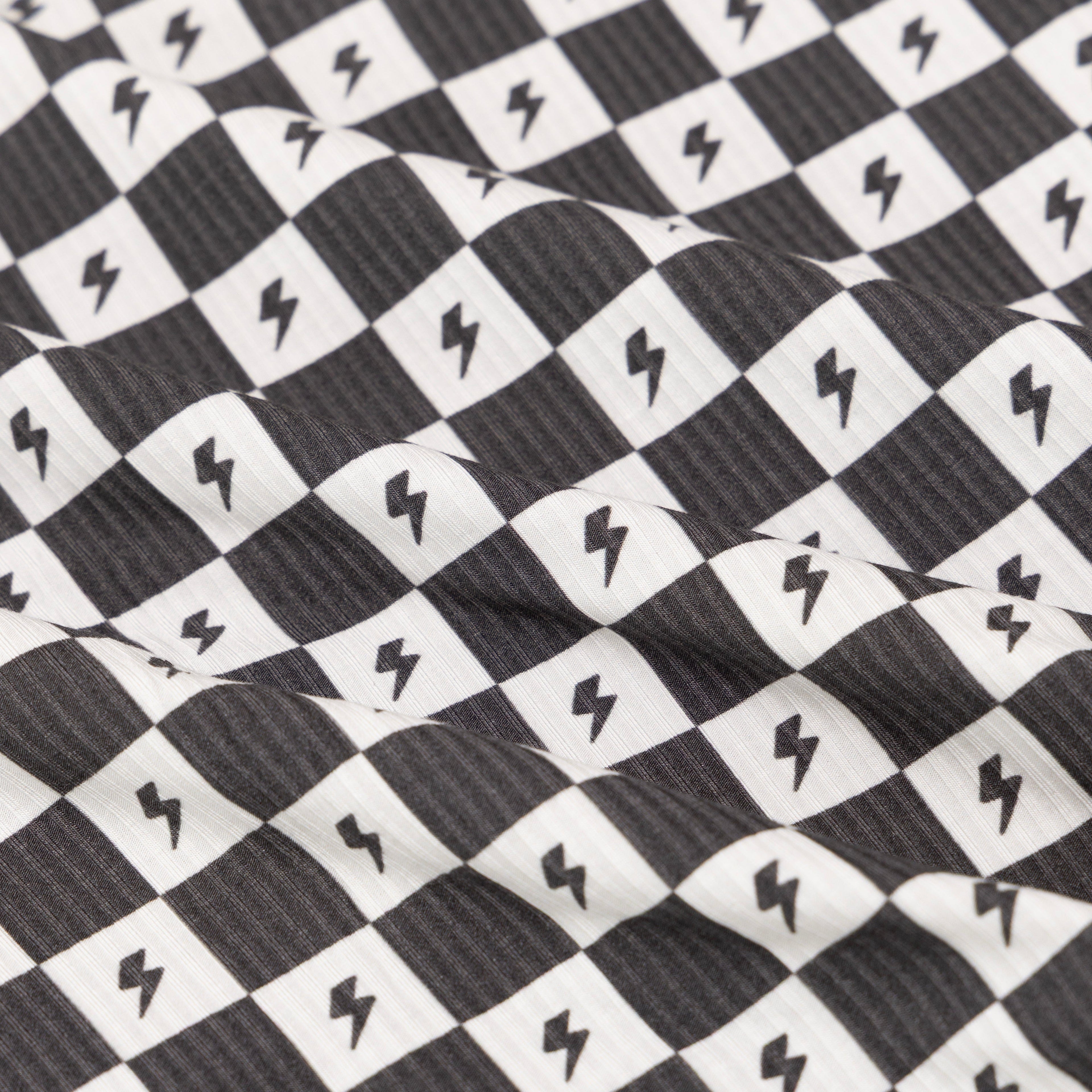 Checkered Lightning Bolt Small Ribbed