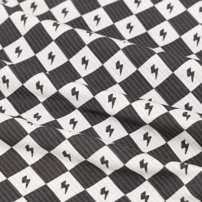 Checkered Lightning Bolt Small Ribbed