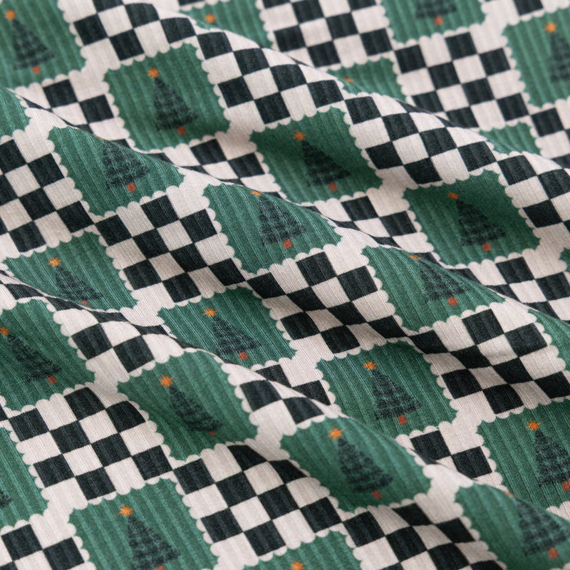 Checkered Christmas Trees Small Ribbed