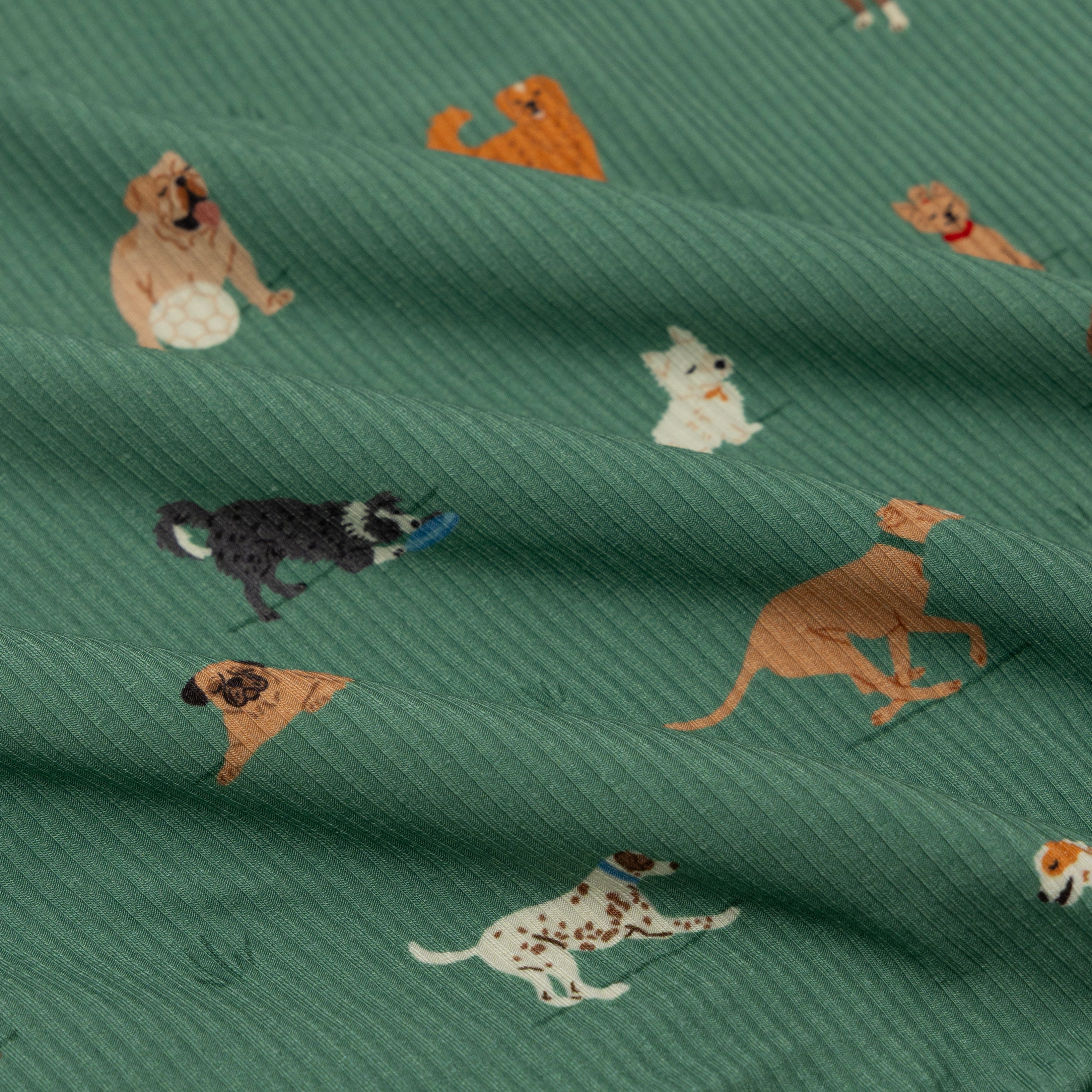Dogs Green Small Ribbed