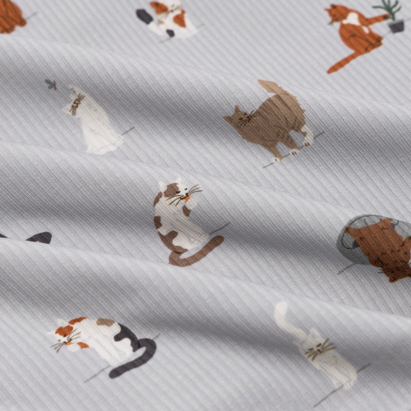 Cats Gray Small Ribbed
