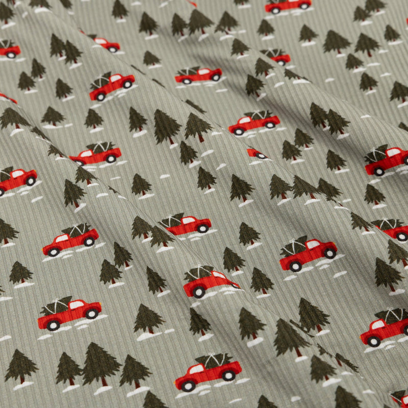Red Christmas Trucks Small Ribbed