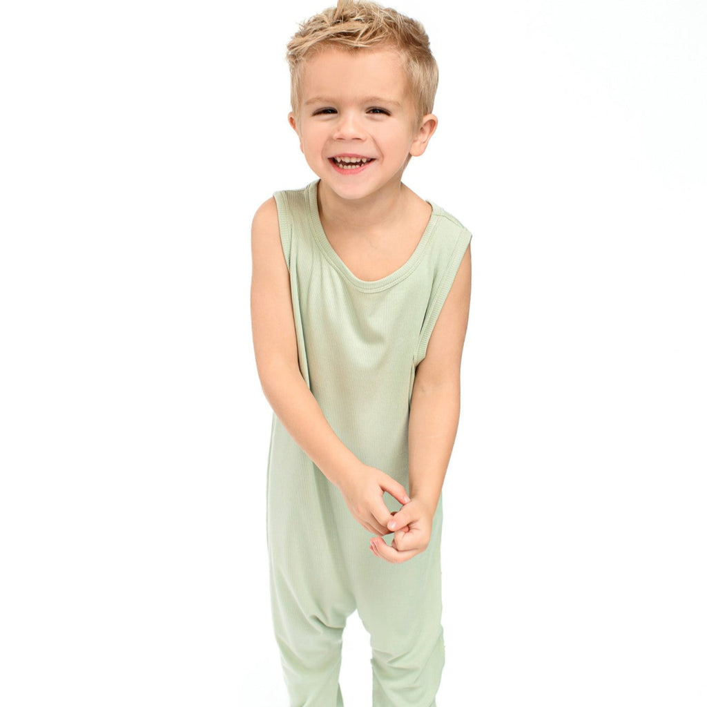 Dusty Sage Small Ribbed Harem Romper