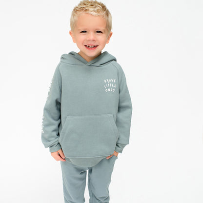 Brave Little Ones Slate Blue Signature Sleeve Fleece Hoodie