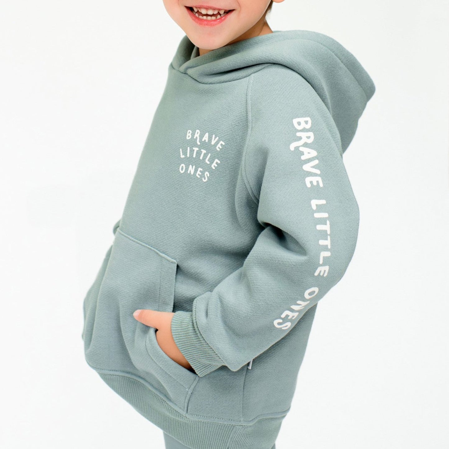 Brave Little Ones Slate Blue Signature Sleeve Fleece Hoodie