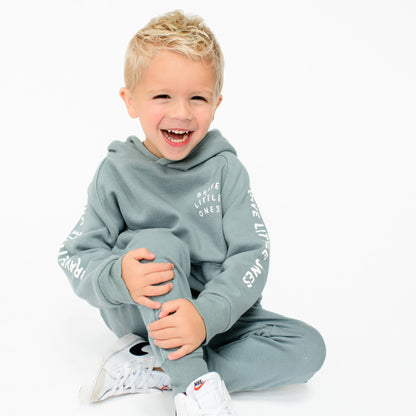 Brave Little Ones Slate Blue Signature Sleeve Fleece Hoodie