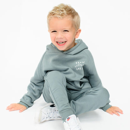 Brave Little Ones Slate Blue Signature Sleeve Fleece Hoodie