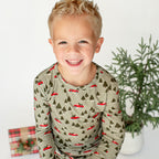 Red Christmas Trucks Small Ribbed Two-Piece Set