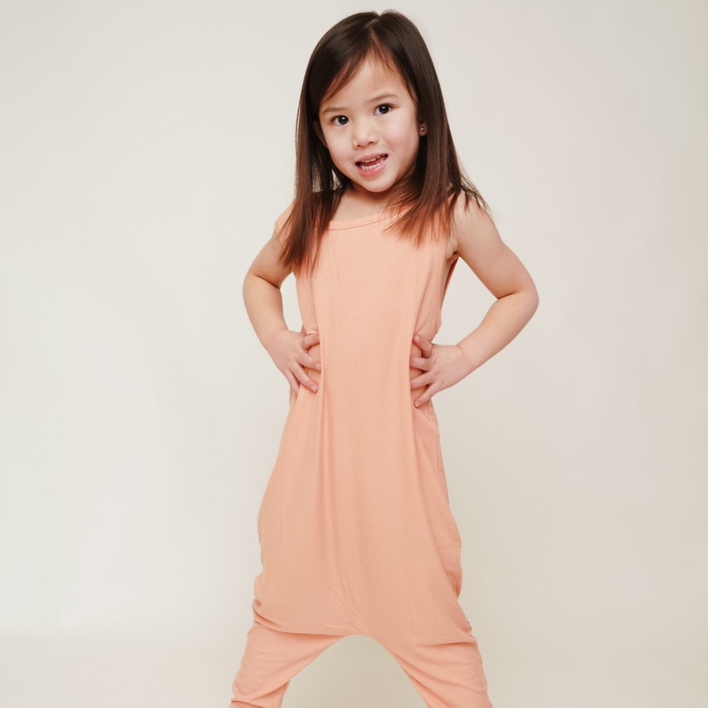 Coral Small Ribbed Harem Romper