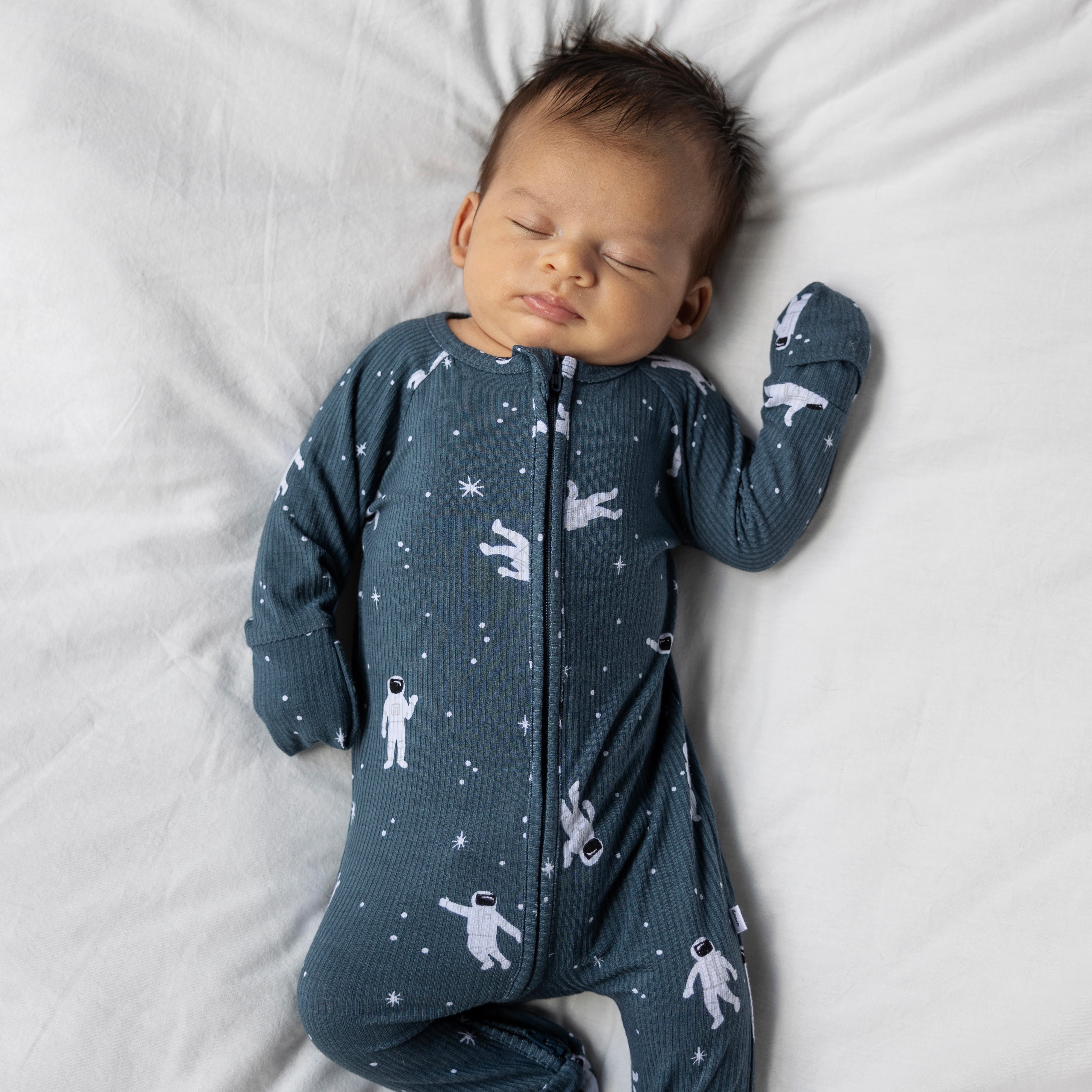 Astronauts Small Ribbed Zip Romper