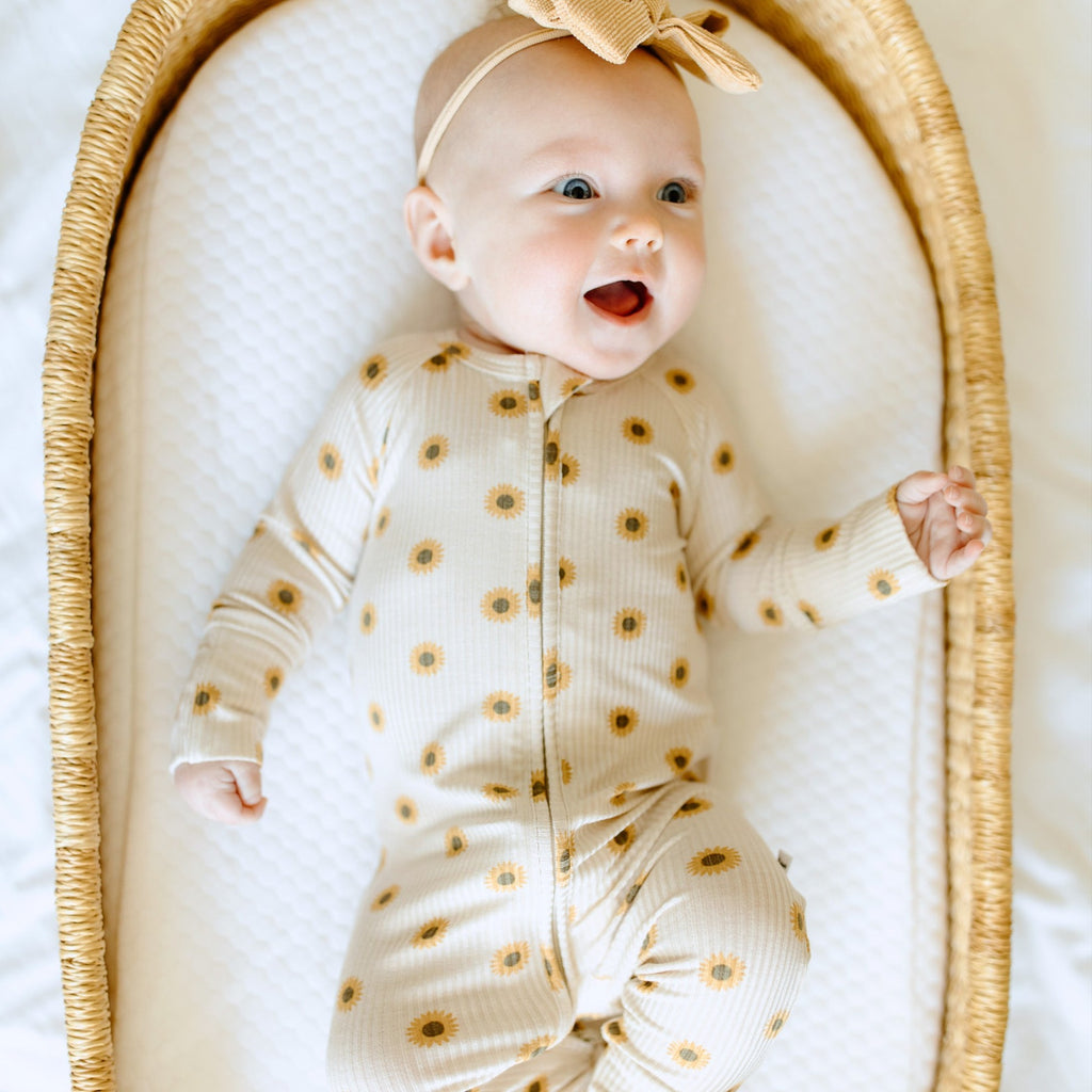Sunflowers Small Ribbed Zip Romper