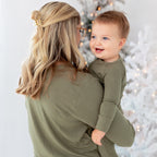 Olive Small Ribbed Women's Matching Set