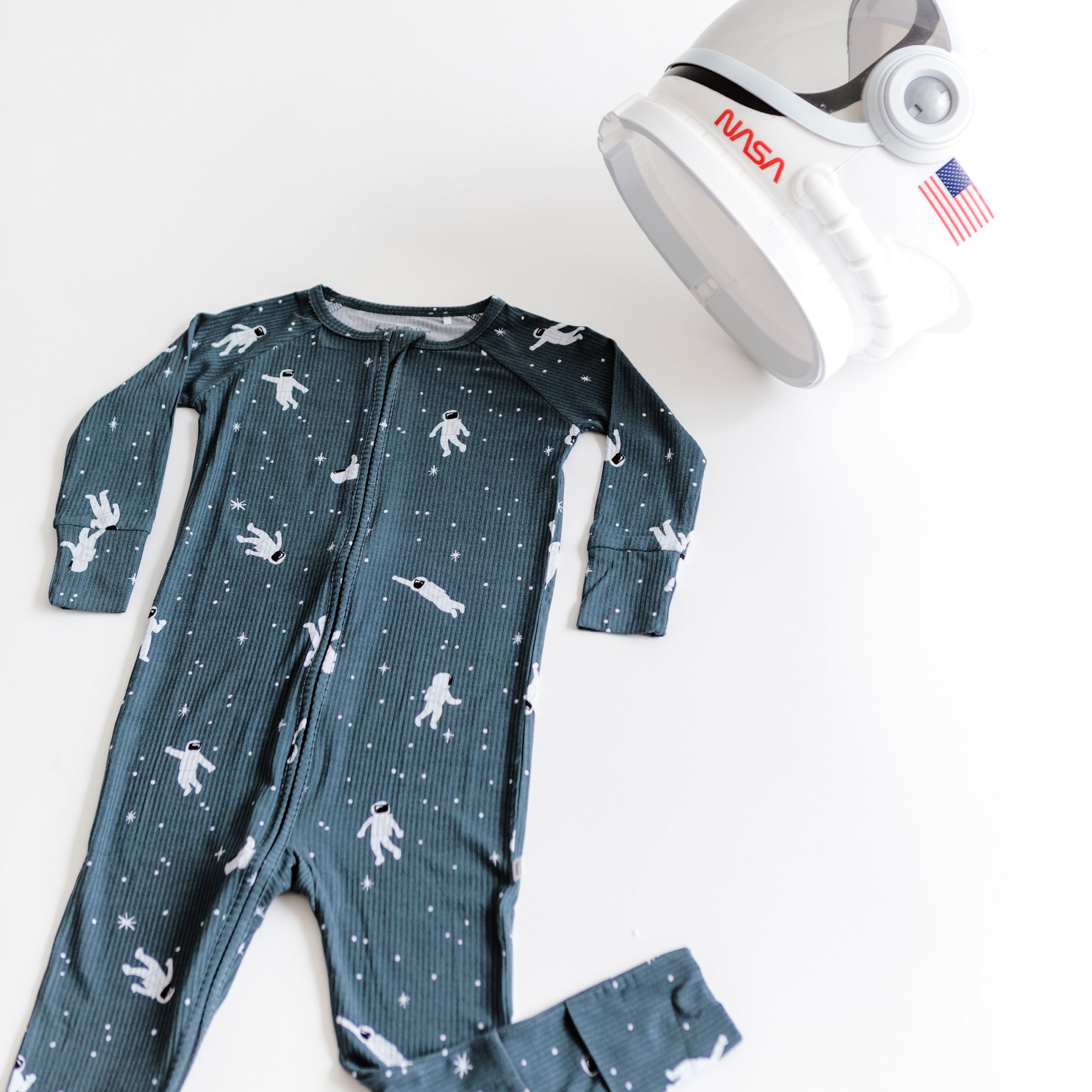 Astronauts Small Ribbed Zip Romper