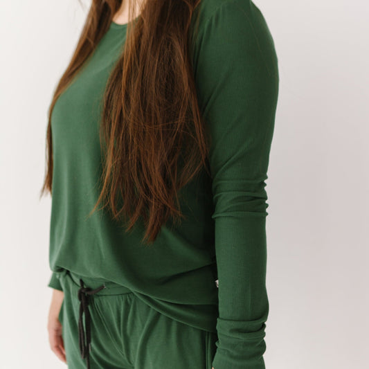 Forest Green Small Ribbed Women's Top