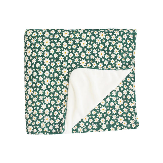 Green Floral Ribbed Toddler Blanket