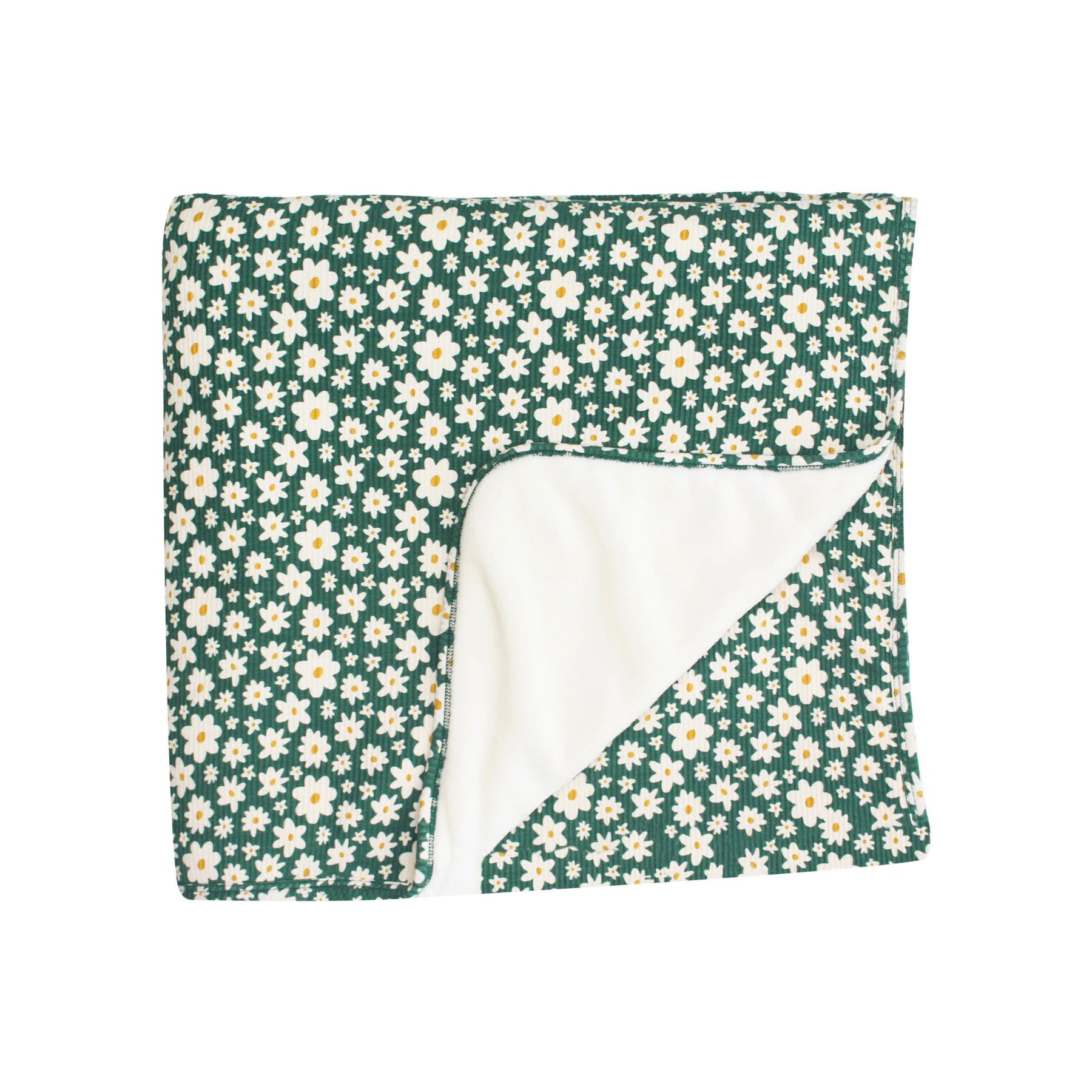 Green Floral Small Ribbed Adult Blanket