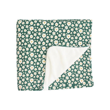 Green Floral Small Ribbed Toddler Blanket