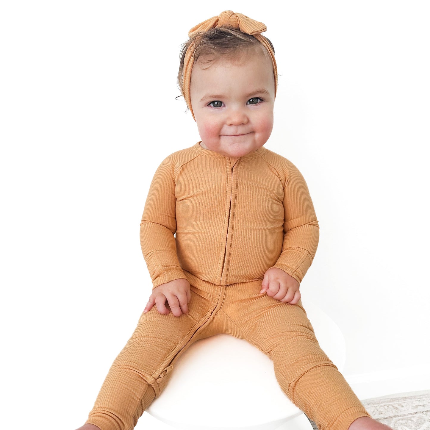 Creamsicle Small Ribbed Zip Romper