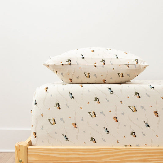 Construction Twin Sheet With Pillow Case