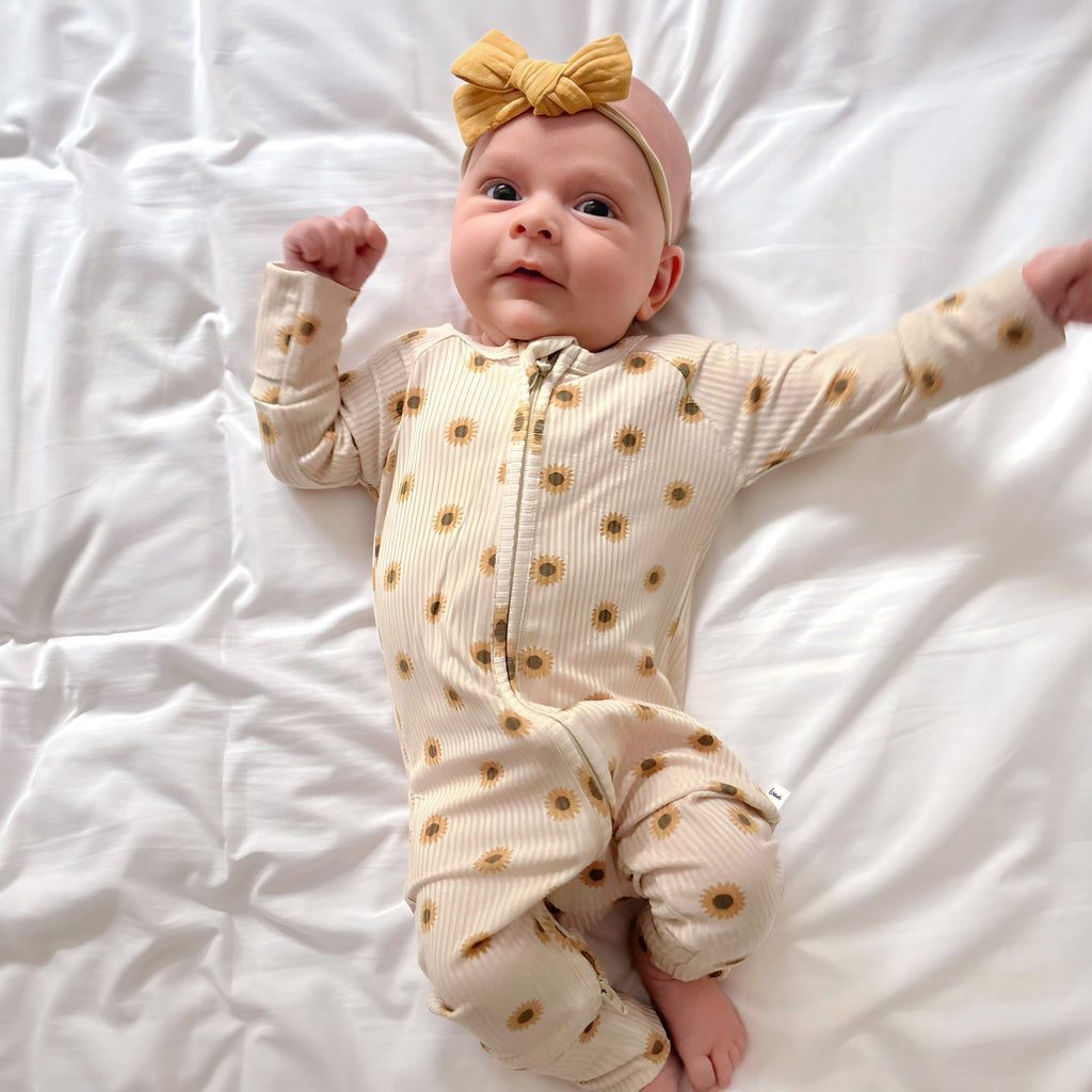 Sunflowers Small Ribbed Zip Romper