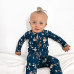 Snowy Village Small Ribbed Zip Romper