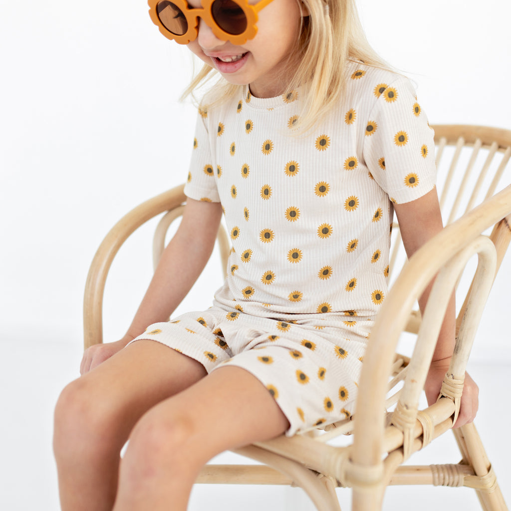 Sunflowers Small Ribbed Shorts Two-Piece Set