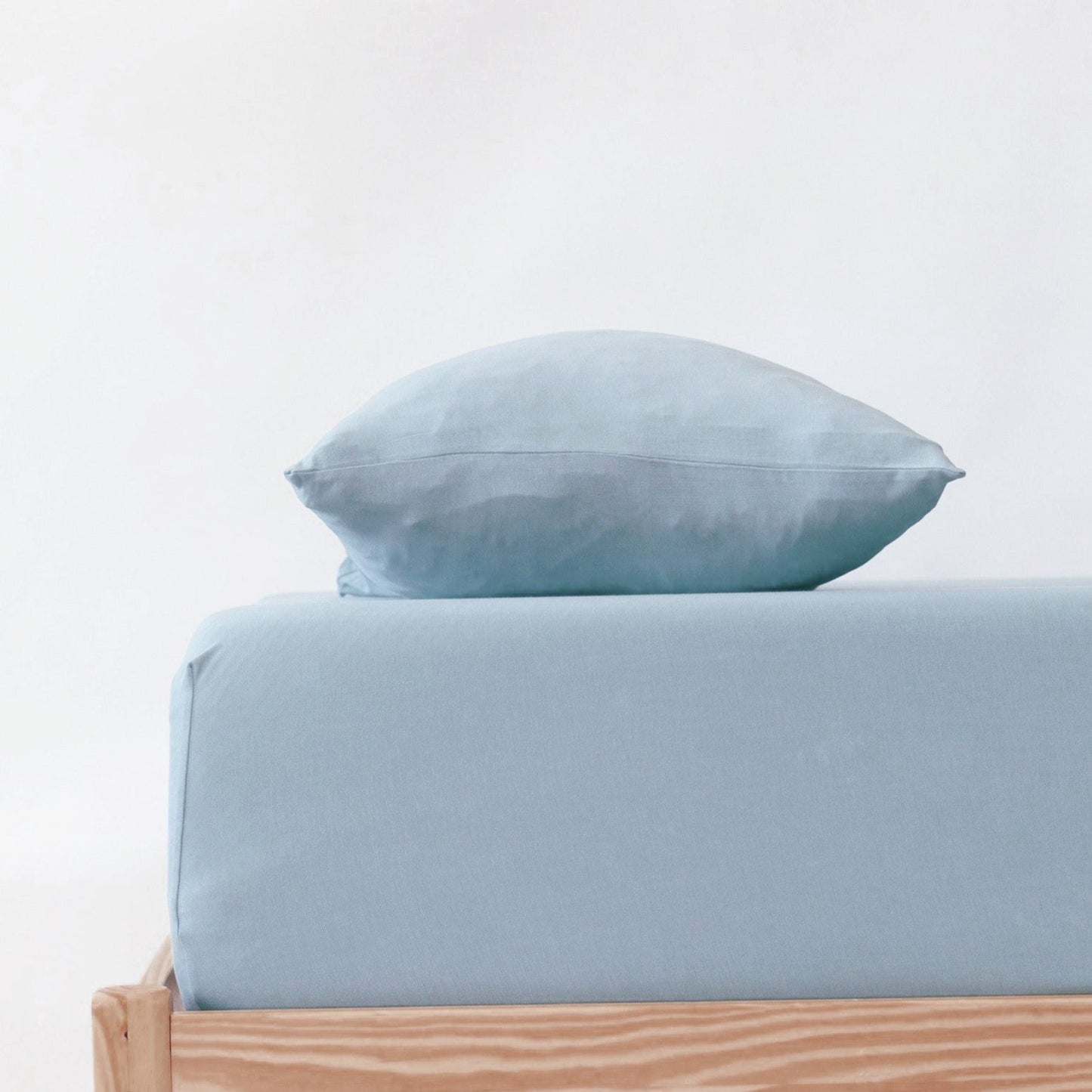 Dusty Coastal Blue Twin Sheet With Pillow Case