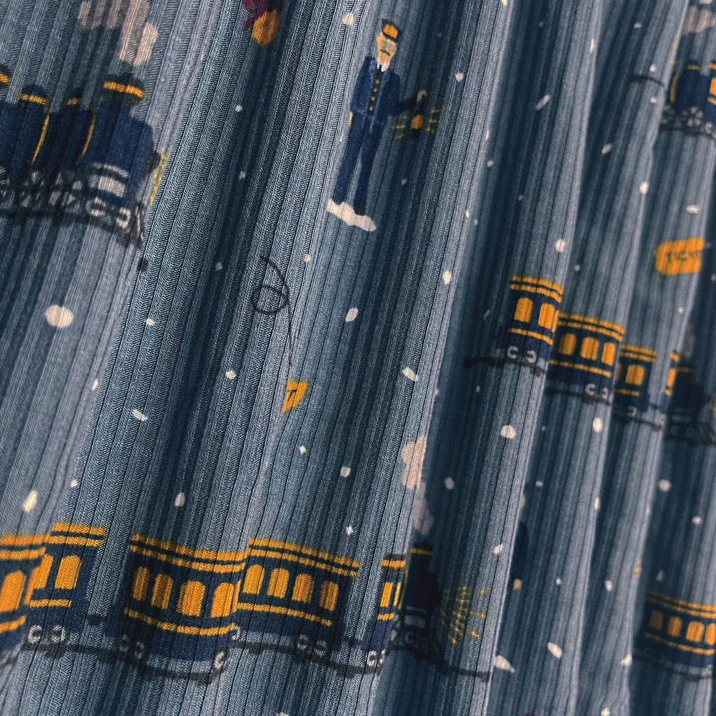 Christmas Trains Small Ribbed Youth Blanket