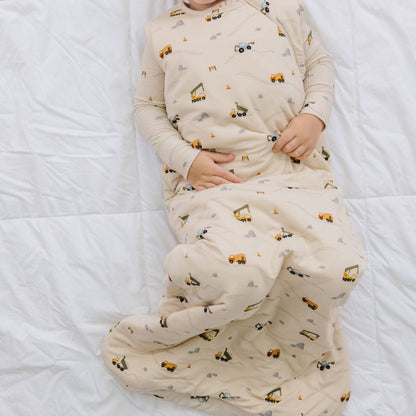 Construction Sleep Sack & Zip Romper Set