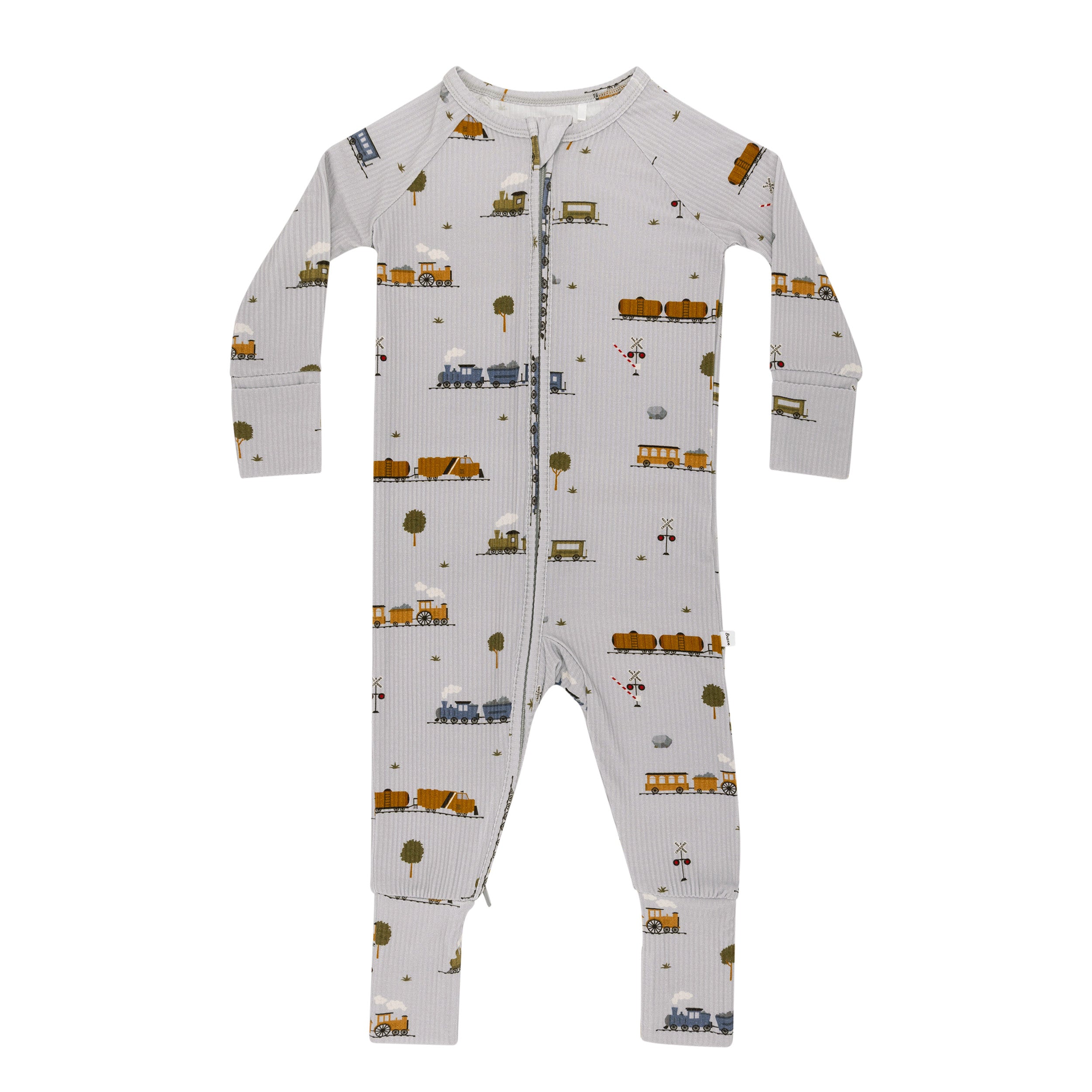 Trains Small Ribbed Zip Romper