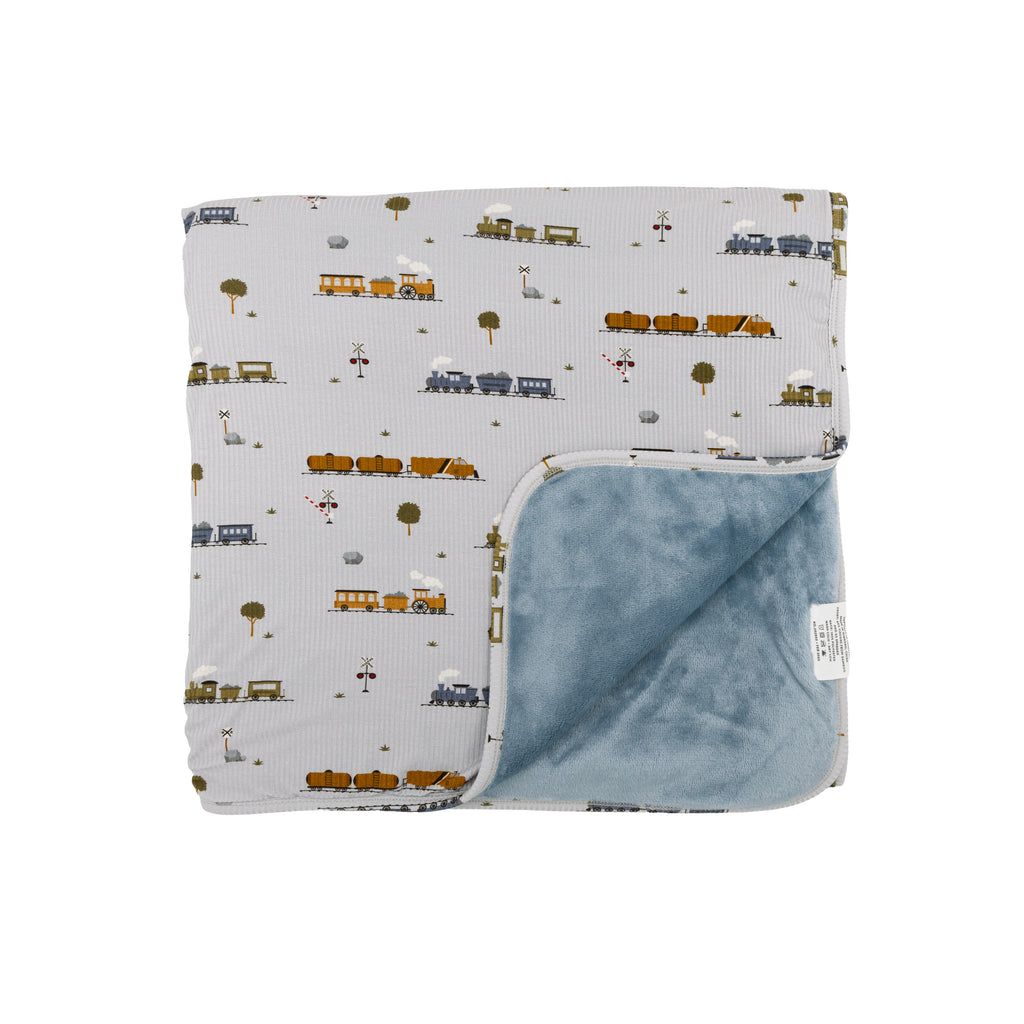 Trains Small Ribbed Adult Blanket