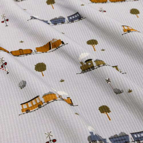 Trains Small Ribbed Youth Blanket