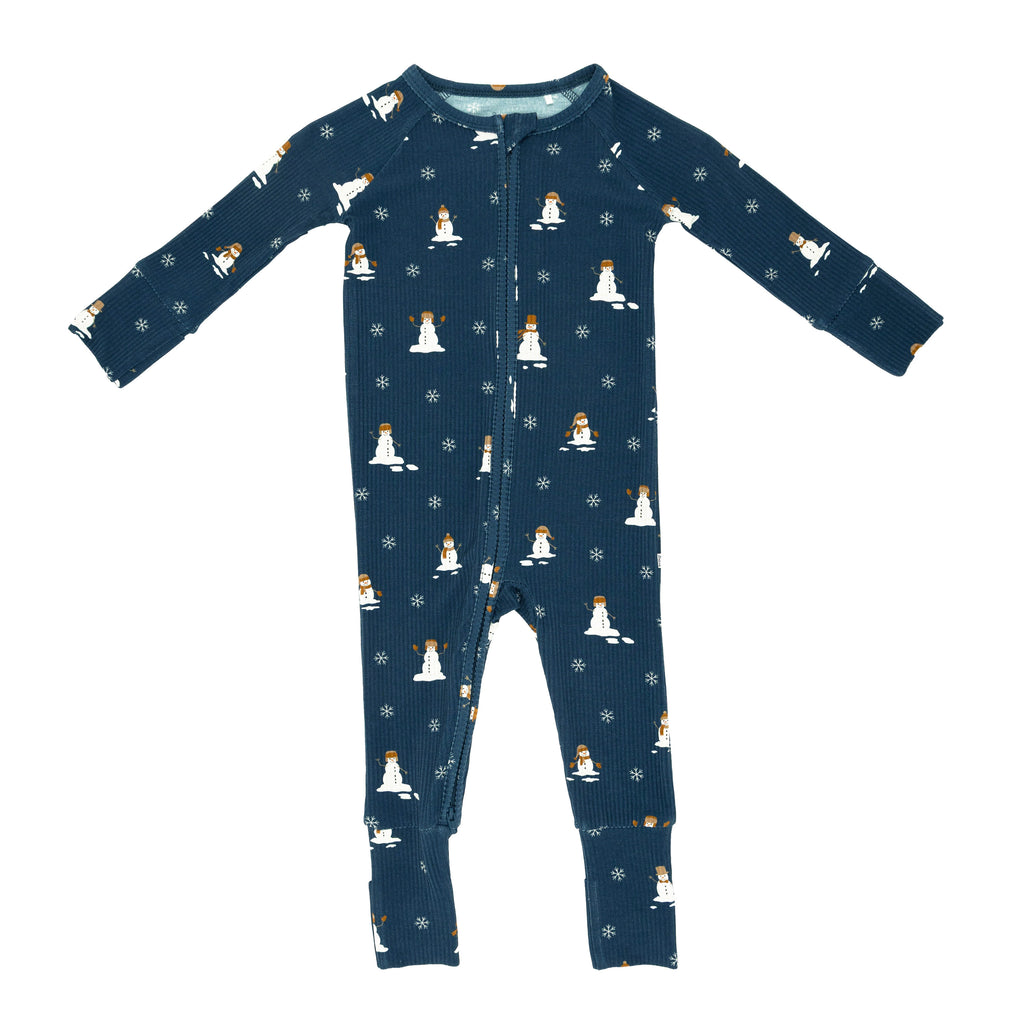 Snowmen Small Ribbed Zip Romper