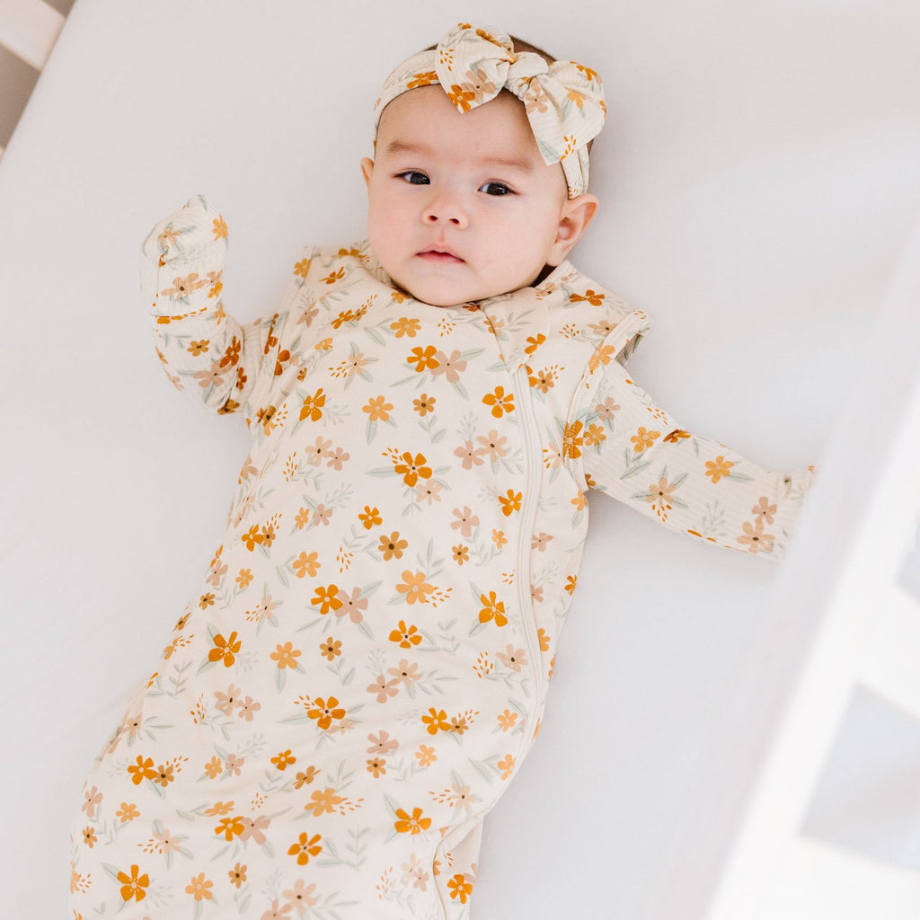 Autumn Floral Small Ribbed Bow