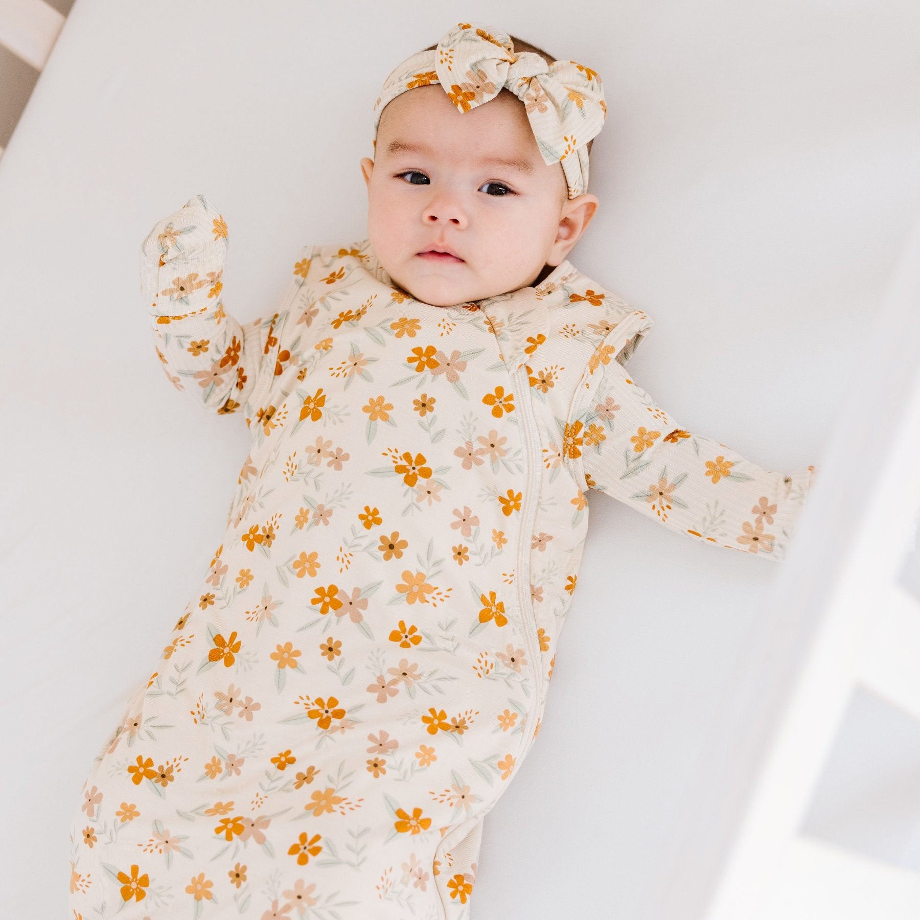 Autumn Floral Small Ribbed Bow
