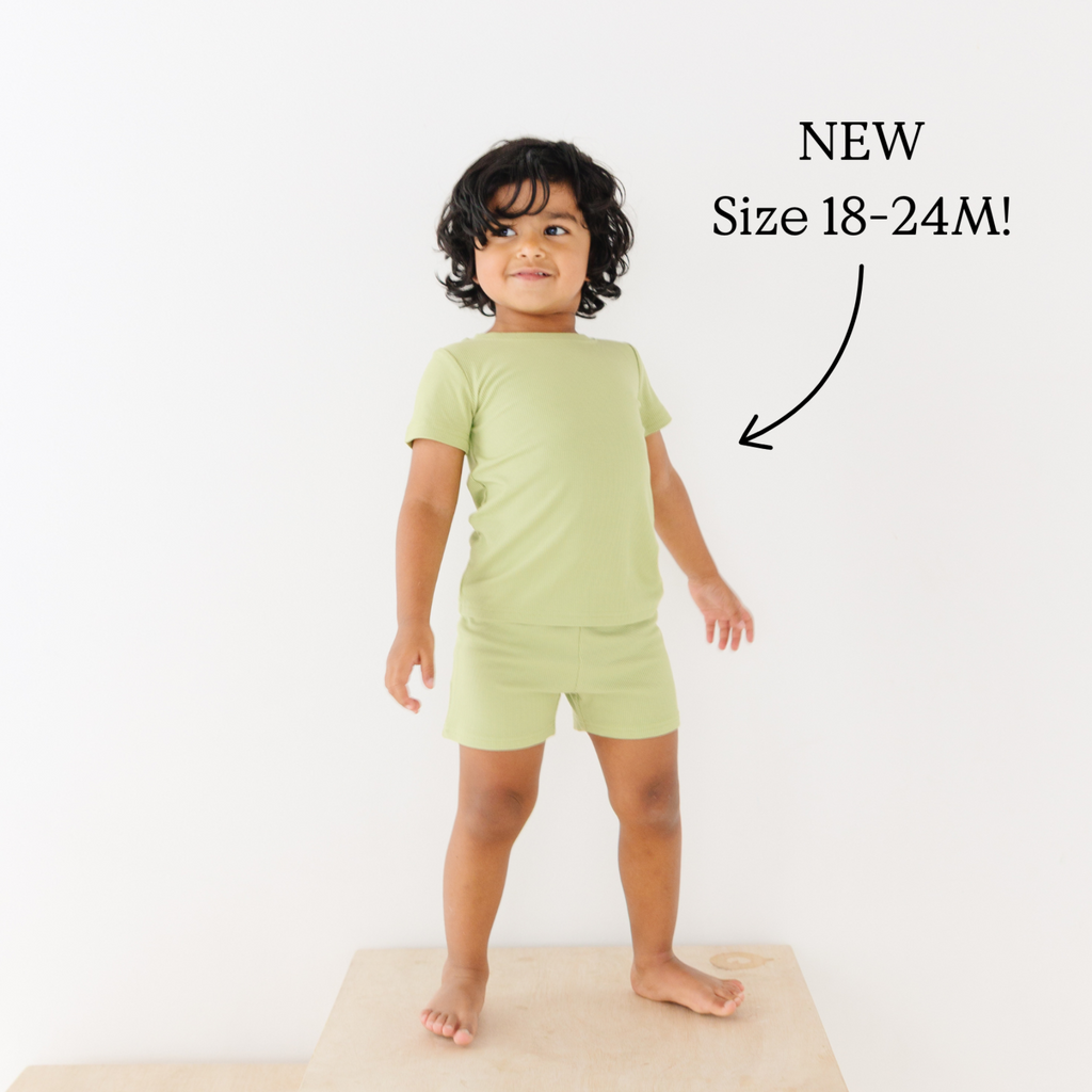 Tarragon Green Small Ribbed Shorts Two-Piece Set