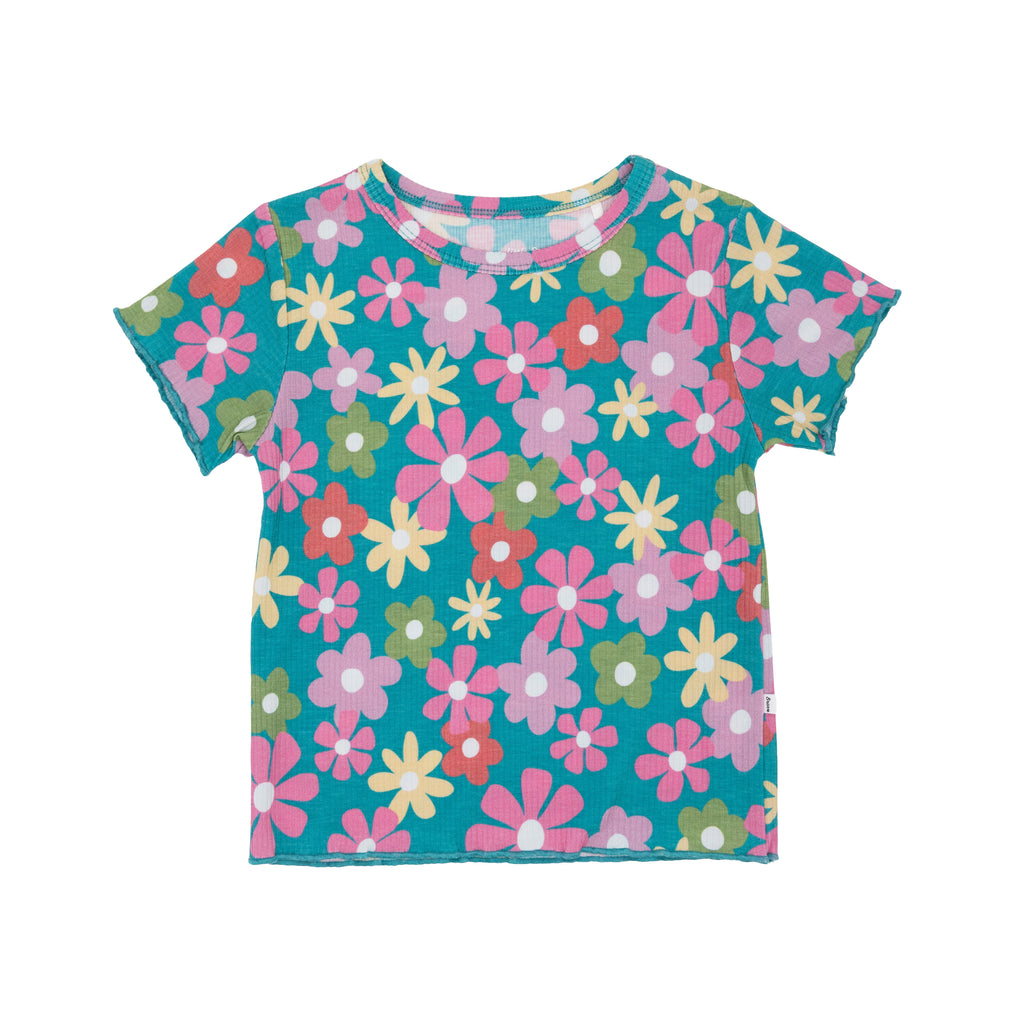 Retro Daisies Lettuce-Edge Ribbed Shirt