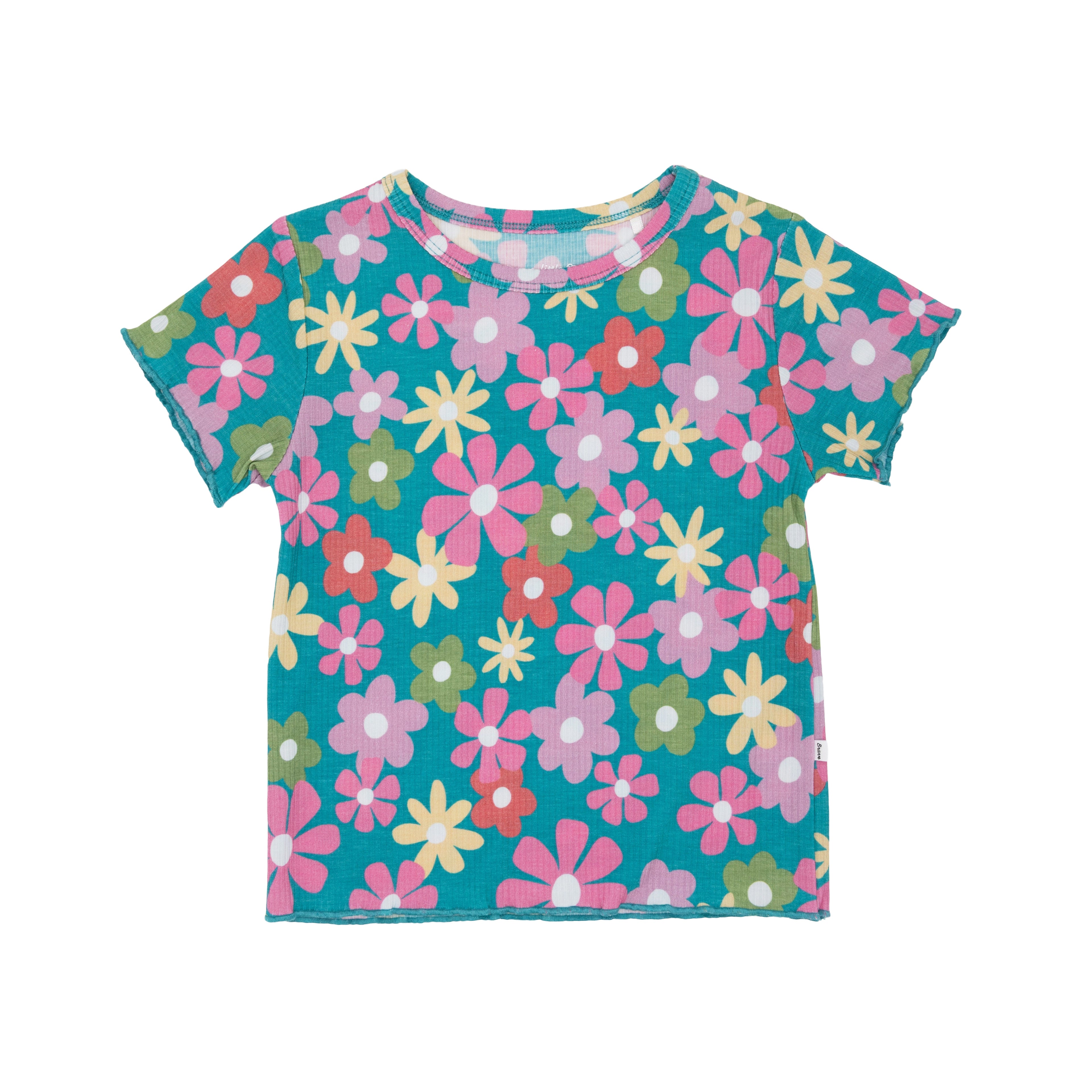 Retro Daisies Lettuce-Edge Ribbed Shirt