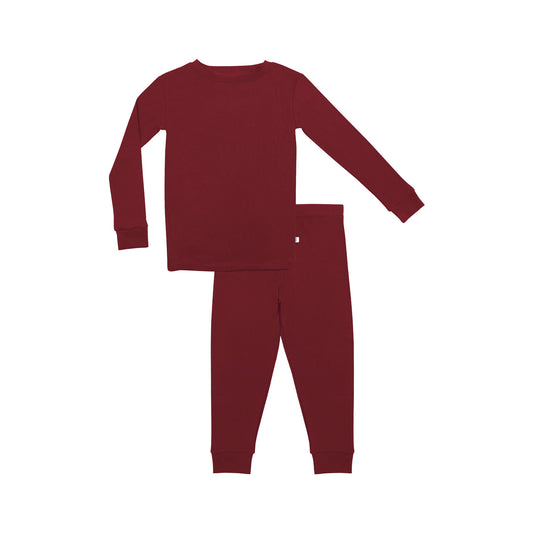 Maroon Small Ribbed Two-Piece Set