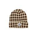 Dark Brown Gingham Knit Beanie