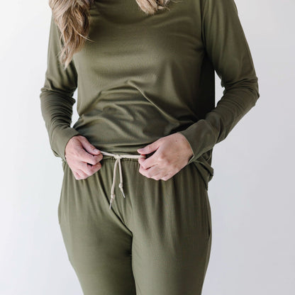 Pine Green Small Ribbed Women's Matching Set