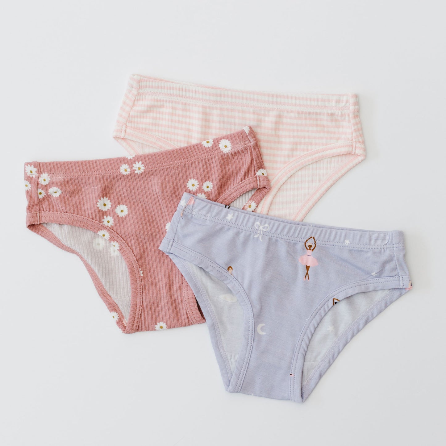 Ballerinas, Pink Stripe and Mauve Blooms Underwear 3 Pack